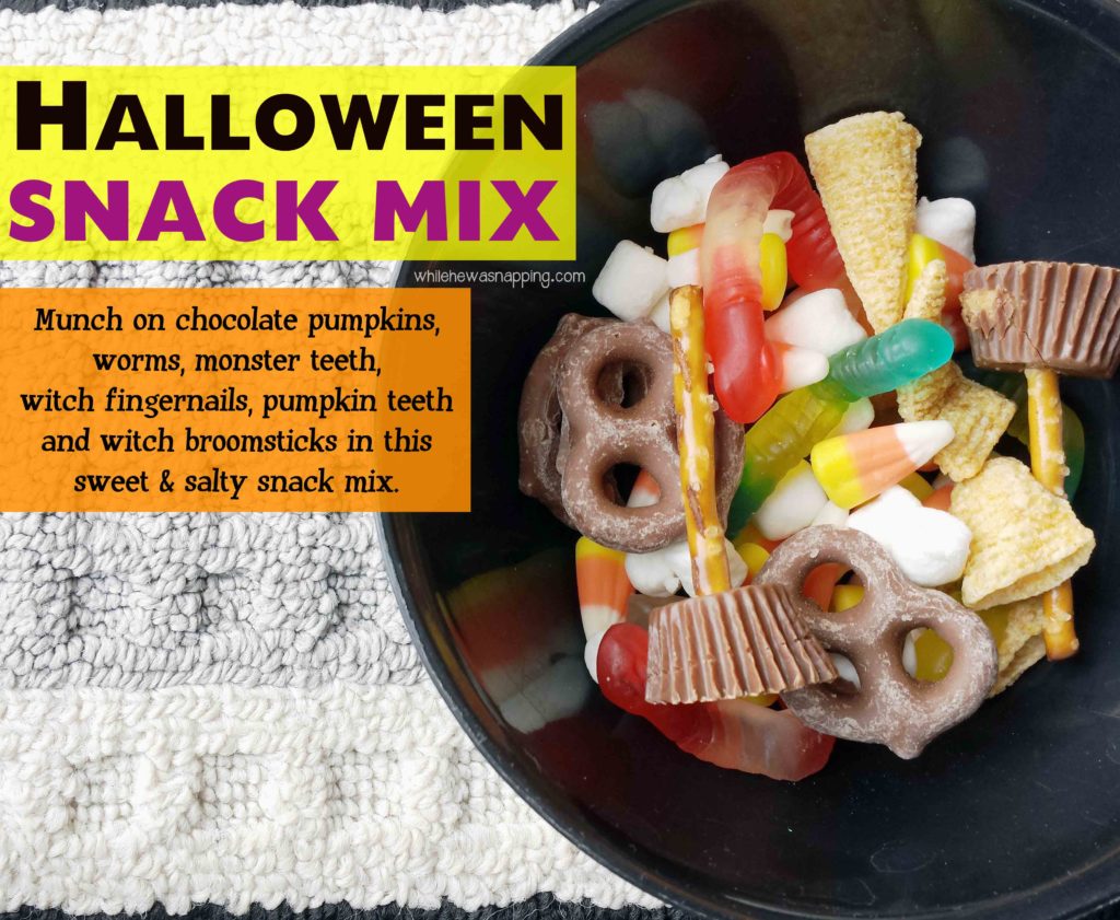 Sweet and Salty Halloween Snack Mix | While He Was Napping