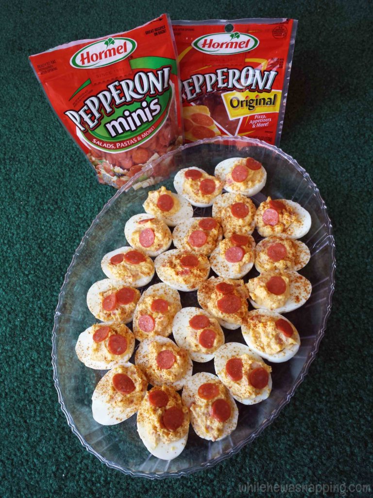 Pepperoni Stuffed Deviled Eggs While He Was Napping