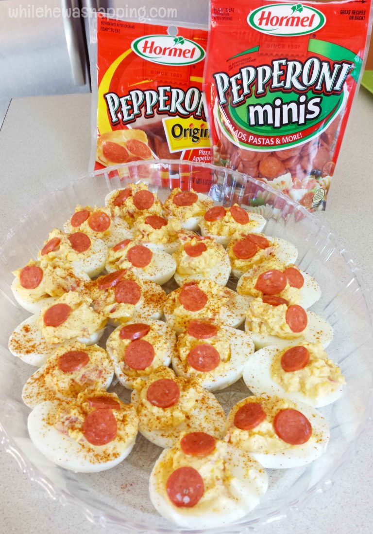 Pepperoni Stuffed Deviled Eggs While He Was Napping