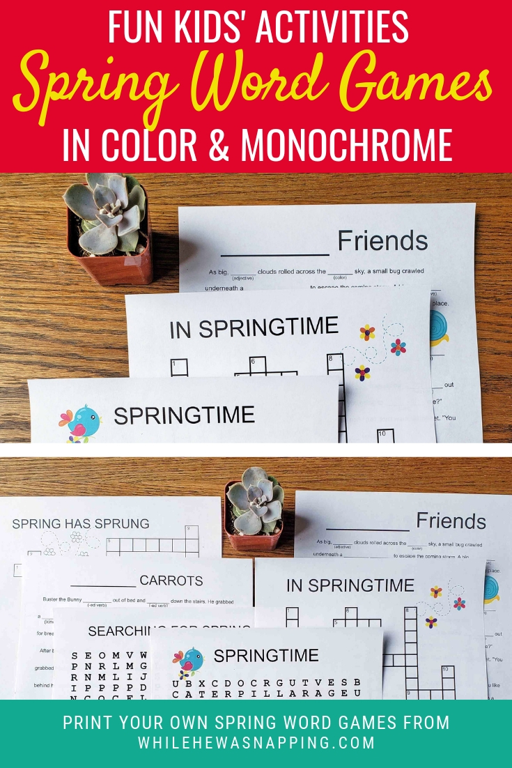 Kids Printable Spring Word Games